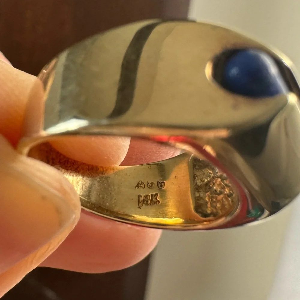 14K Gold and Lapis Pinky Ring - Picture 6 of 8